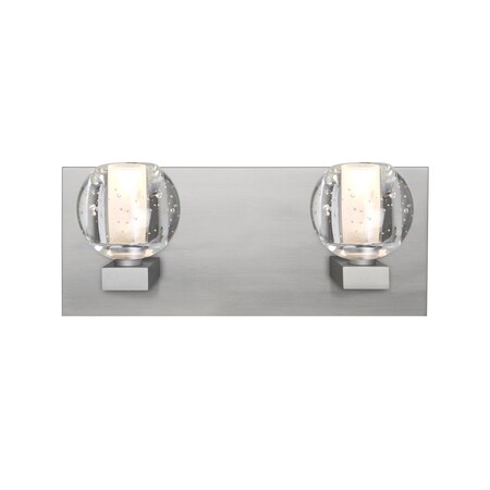 Besa Lighting Boca Vanity, Clear Bubble, Satin Nickel Finish, 2x3W LED 2WF-BOCABB-LED-SN